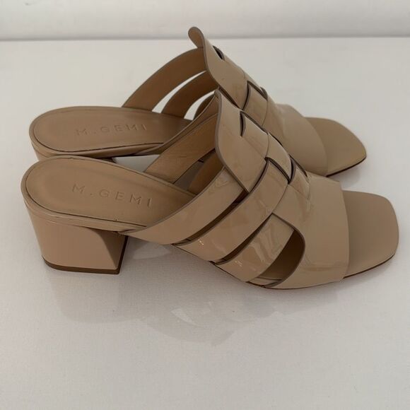 M. Gemi Mare Mule Patent Leather Sandals Tan Beige Nude Made in Italy Size 38.5 - Picture 1 of 5